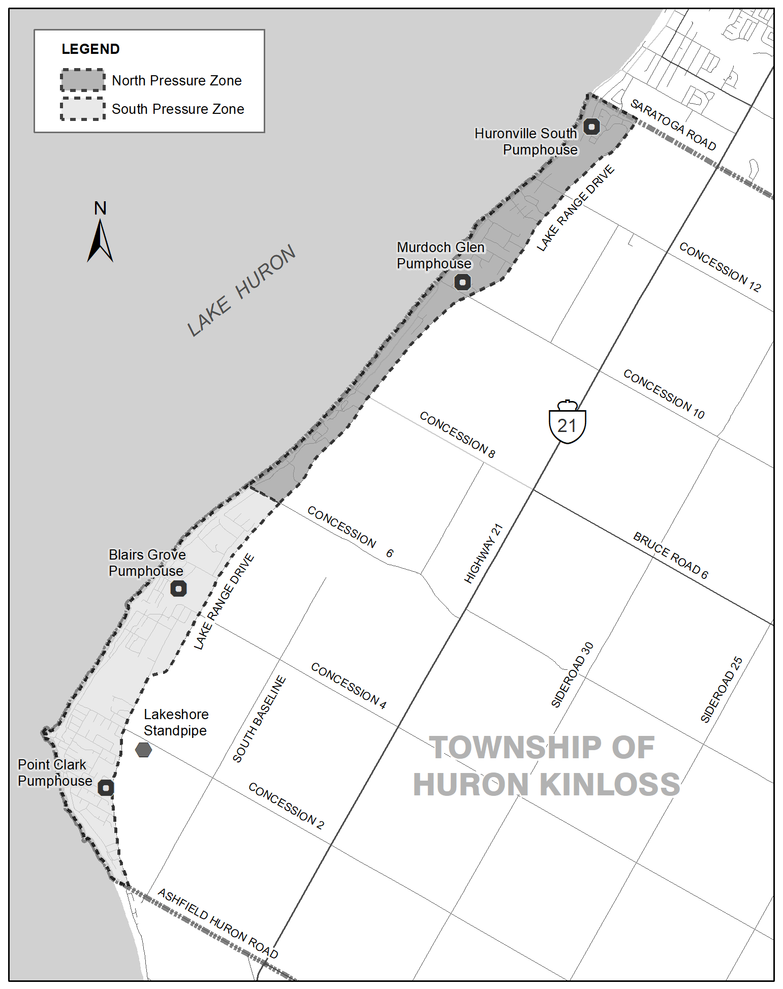 Map of Lakeshore Drinking Water area